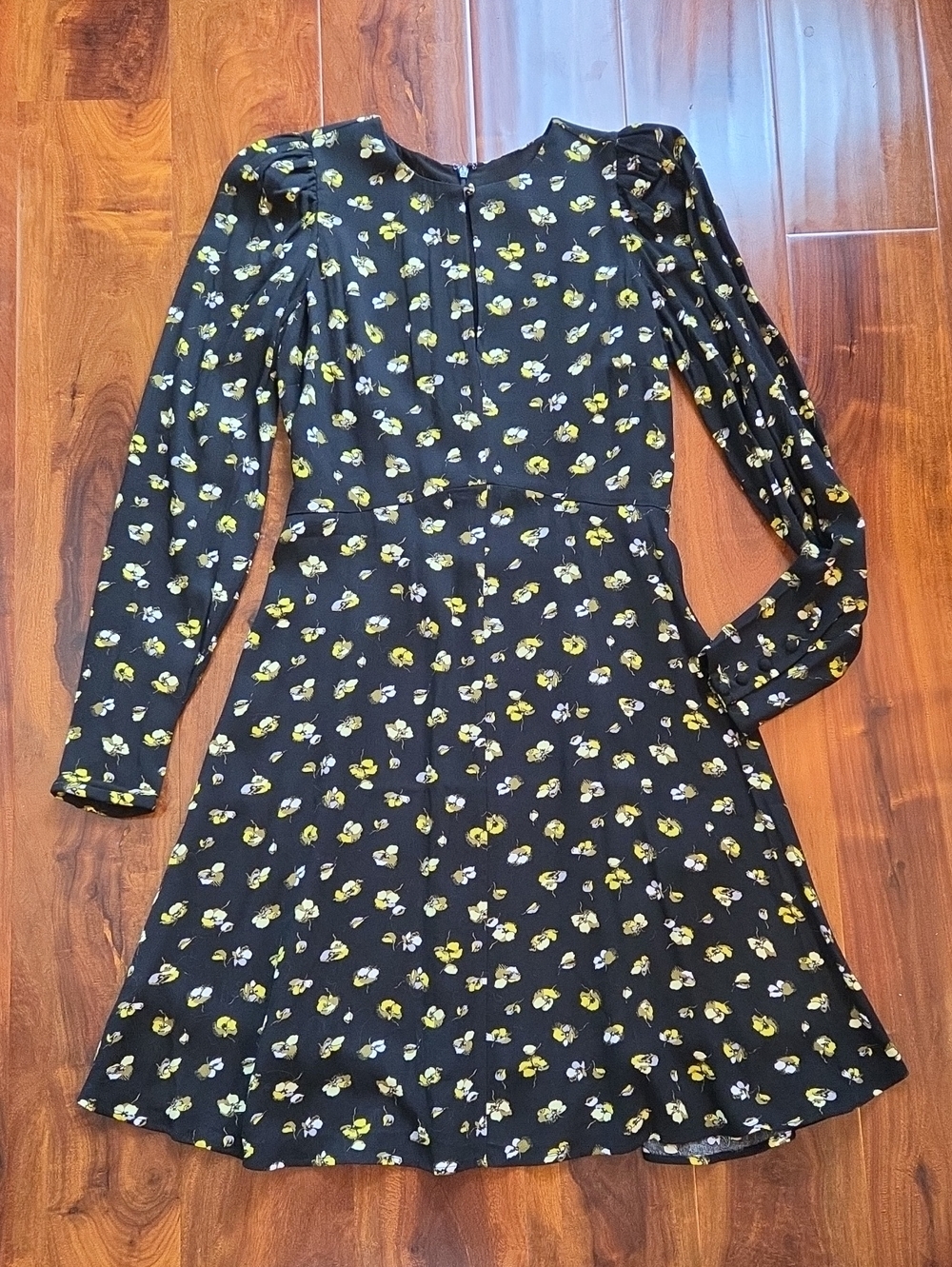 Banana Republic Yellow Floral Keyhole Mini Dress Size 2 TALL
